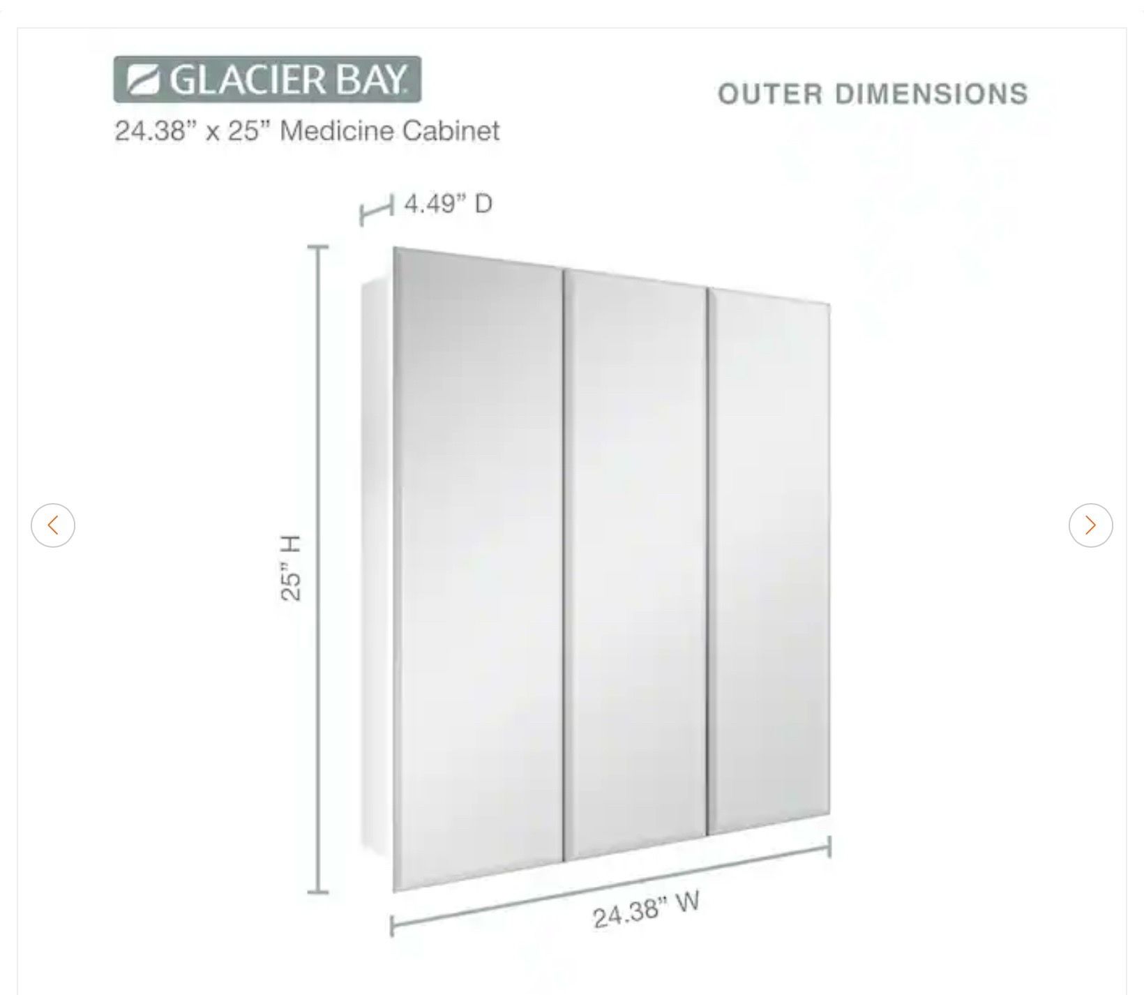 Glacier Bay Medicine Cabinet with Mirror - Silver - photo 5