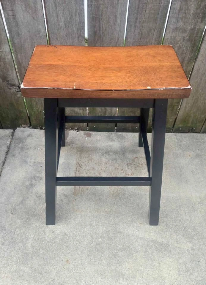 Wooden Bar Stool - Dark Base, Light Brown Seat