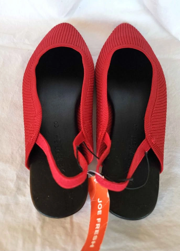 Joe Fresh Red Knit Pointed Toe Flats - Size 8 - photo 4