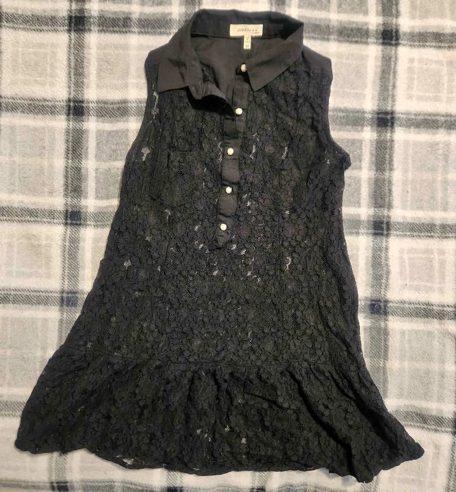 See through lace top with collar