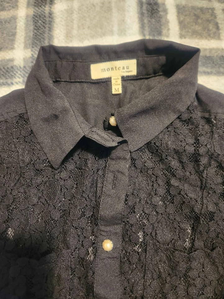 See through lace top with collar - photo 2