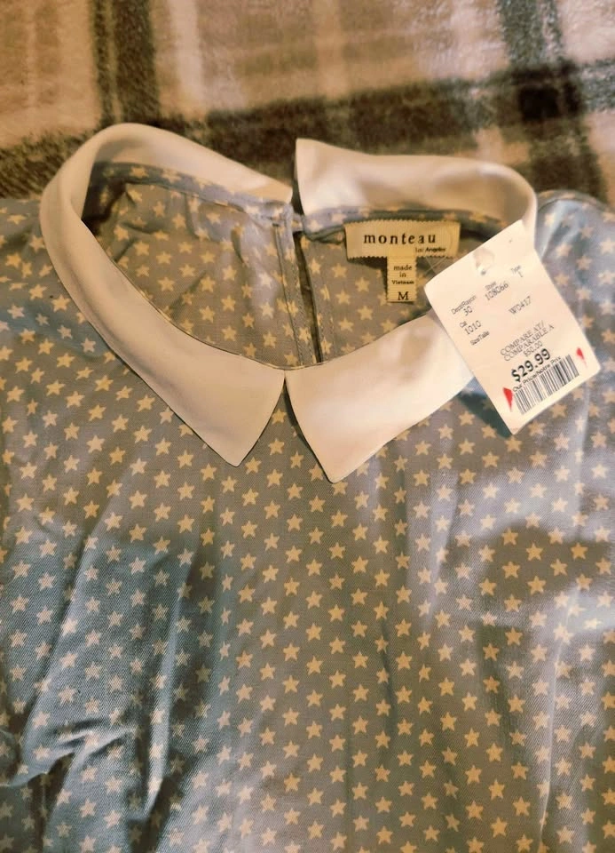 Blue and White Collared Starry Dress