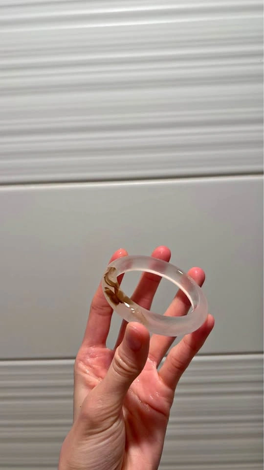 Translucent Moss Agate Bangle Bracelet