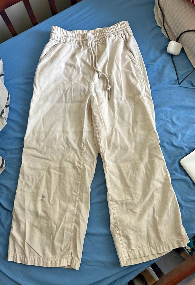 Beige Drawstring Elastic Waist Pants from aritzia store