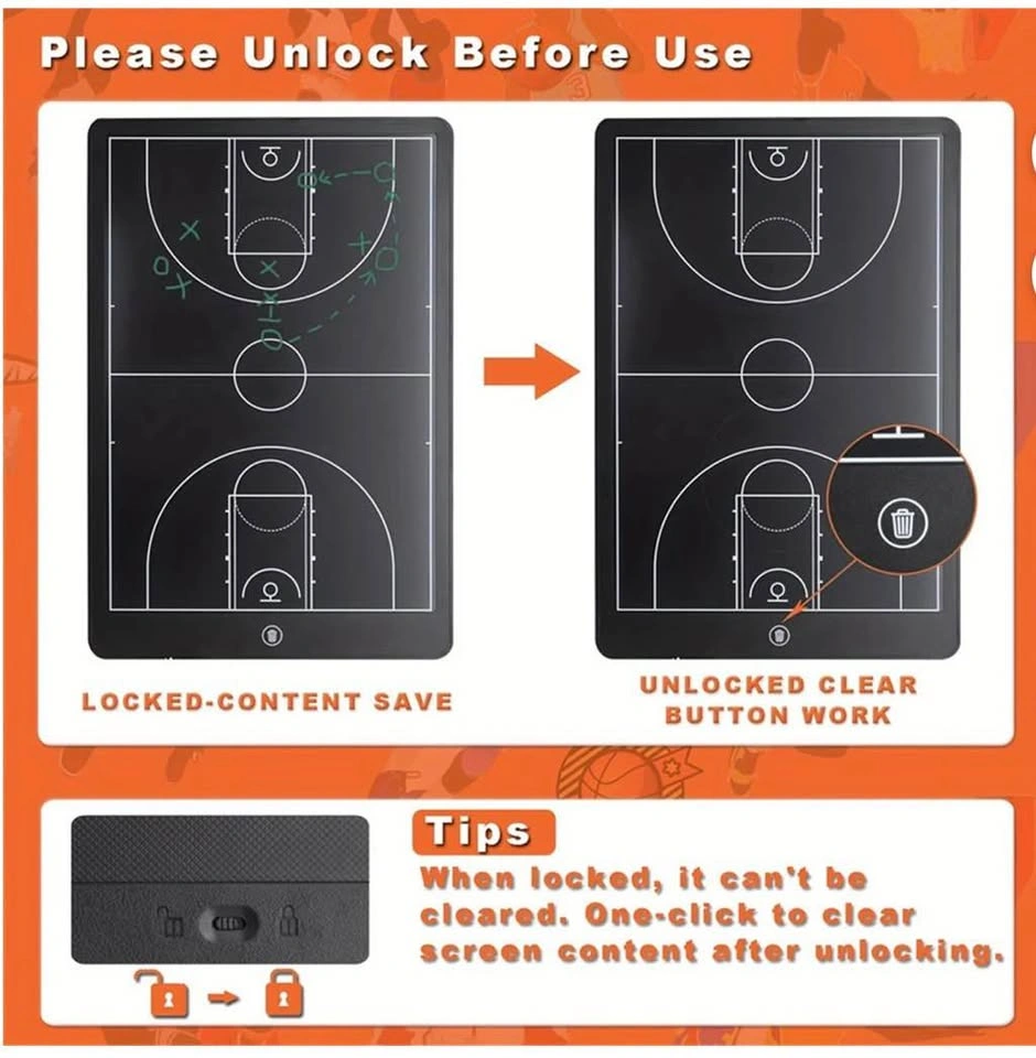 16" Ink-Free Electronic Soccer Tactics Board with Lock - photo 4