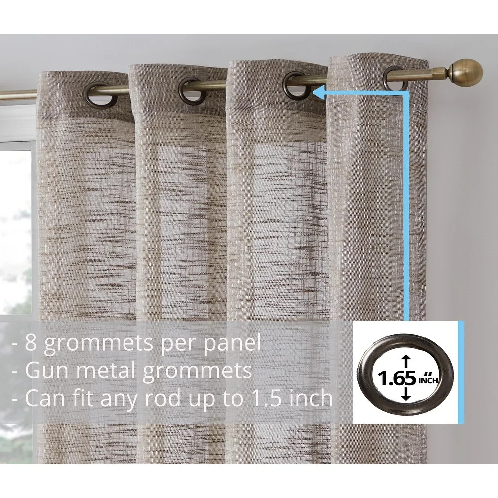 Faux Linen Sheer Curtains - Set of 2 - photo 3