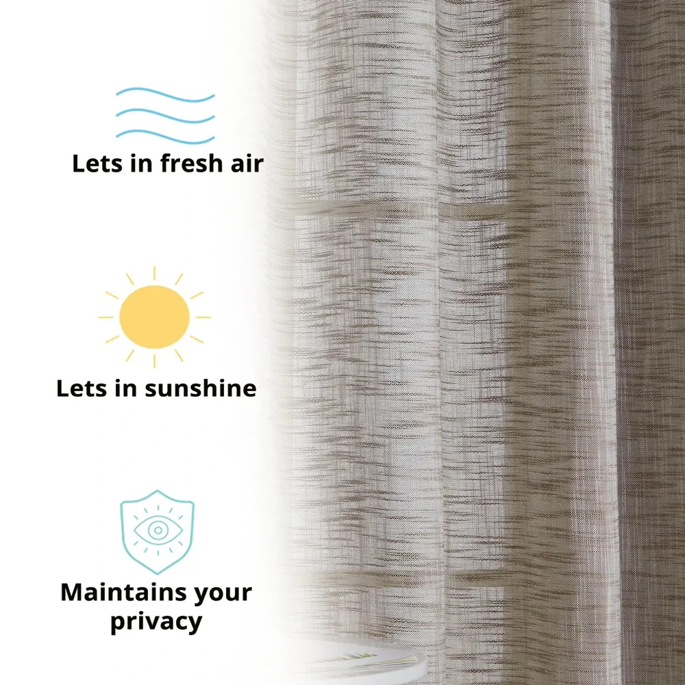 Faux Linen Sheer Curtains - Set of 2 - photo 4