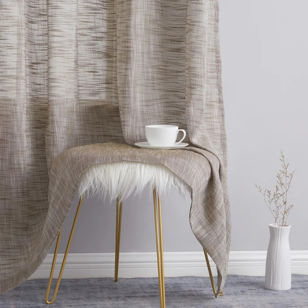 Faux Linen Sheer Curtains 54x84 Set of 2 - Taupe - photo 5