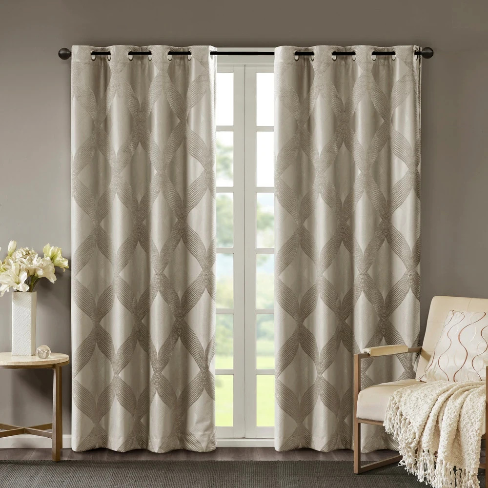 Bentley Ogee Knitted Jacquard Blackout Curtain Panel