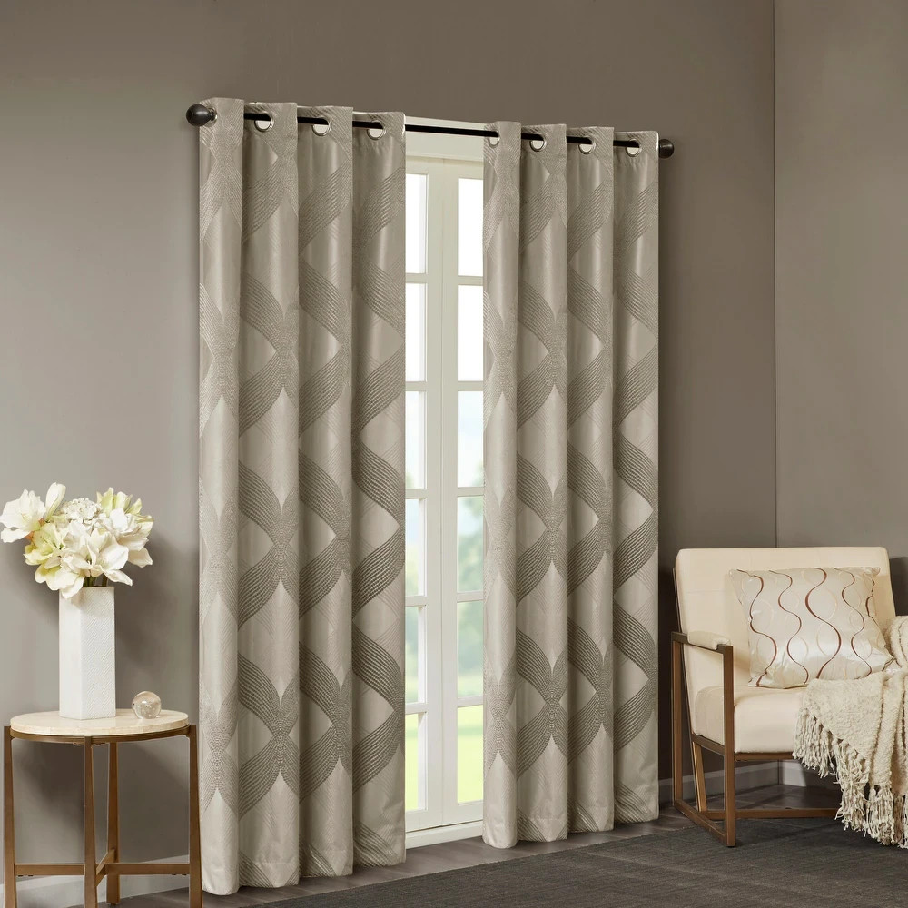 Bentley Ogee Knitted Jacquard Blackout Curtain Panel - photo 2