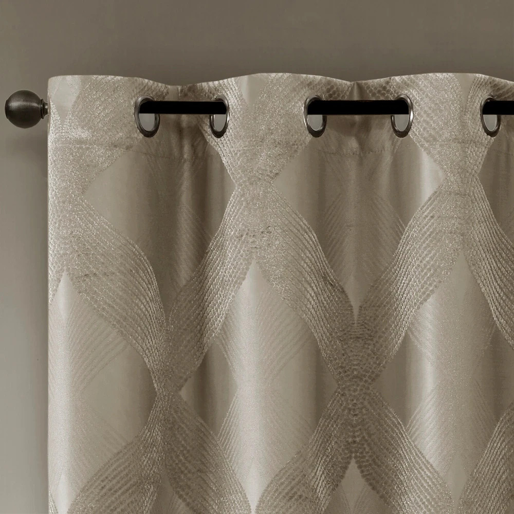 Bentley Ogee Knitted Jacquard Blackout Curtain Panel - photo 3