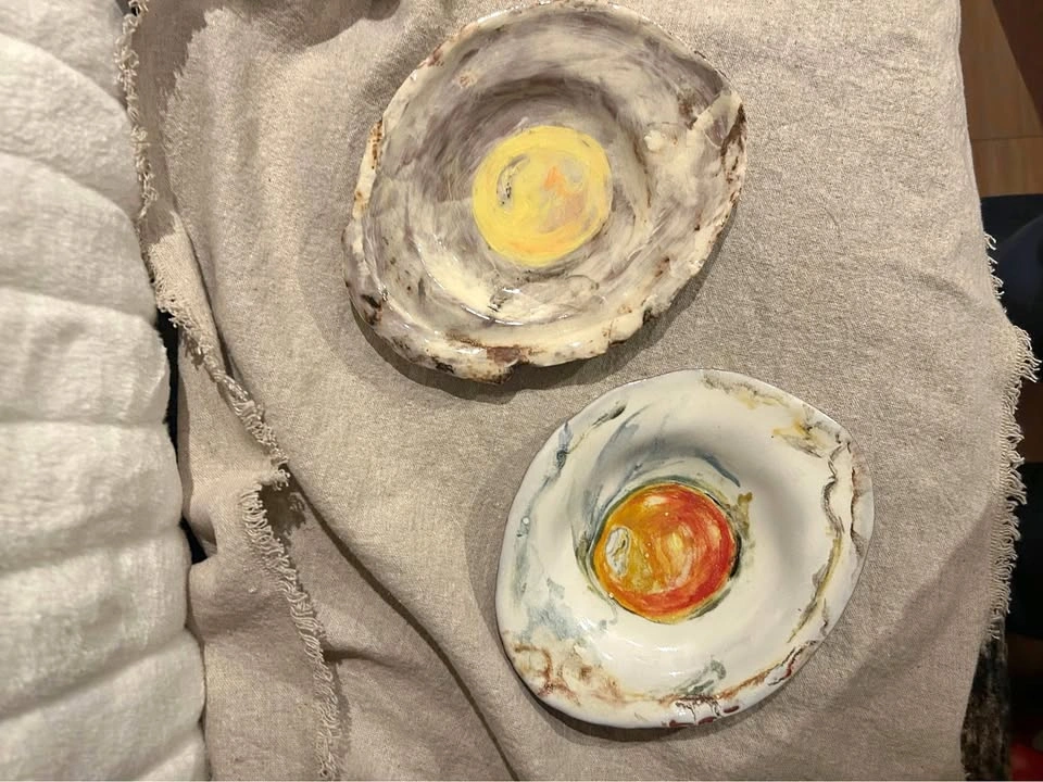 Handmade unique Fried Egg Ceramic Dishes