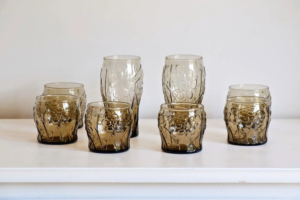 Vintage MCM Libbey St Clair Tawny Glassware Set