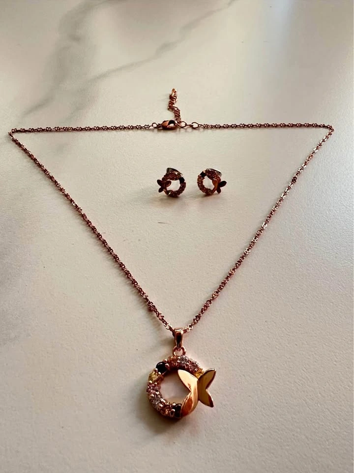 New rose gold color Necklace and Earring