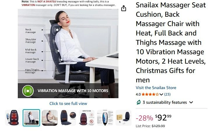 Massage Seat Cushion (New - Open Box)