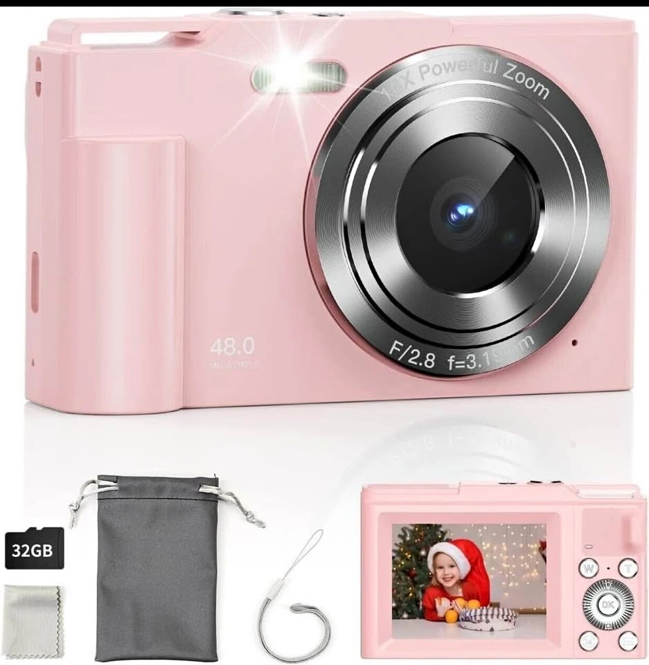 Kids FHD 1080P Digital Camera with 16X Zoom (Pink)
