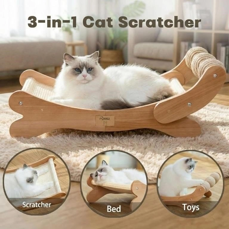 Sisal Cat Scratcher Bed with 3 Toy Balls (New Open Box) - photo 2