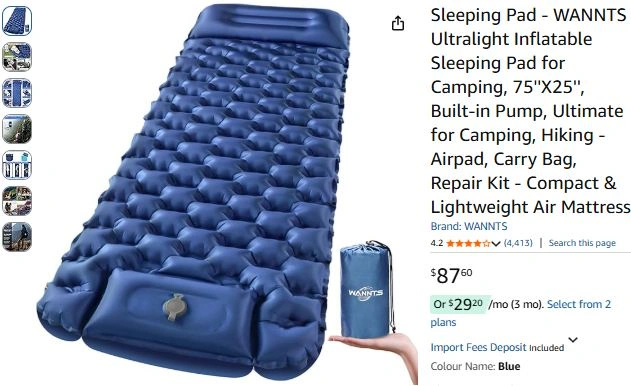 WANNTS Ultralight Inflatable Sleeping Pad (New)