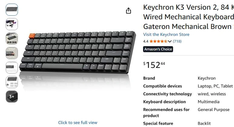 Keychron K3 Wireless Keyboard (New Open Box)