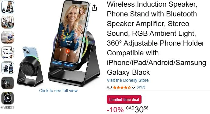Dohelly Wireless Induction Speaker, Phone Stand