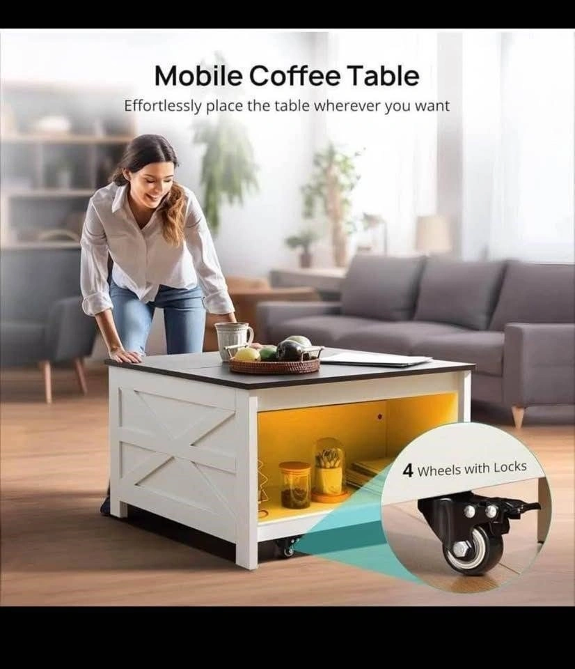 Lift Top Coffee Table, Farmhouse Square Center Tab - photo 4