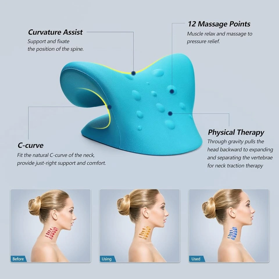 Neck and Shoulder Relaxer Traction Pillow (Blue & Black) (New) - photo 2
