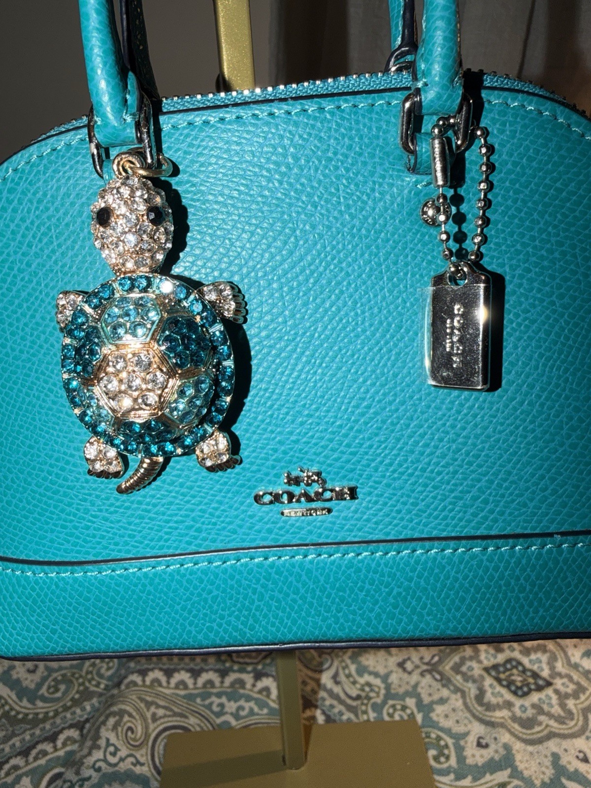 Coach Turquoise Teal Leather Mini Sierra Satchel Crossbody Bag - photo 2