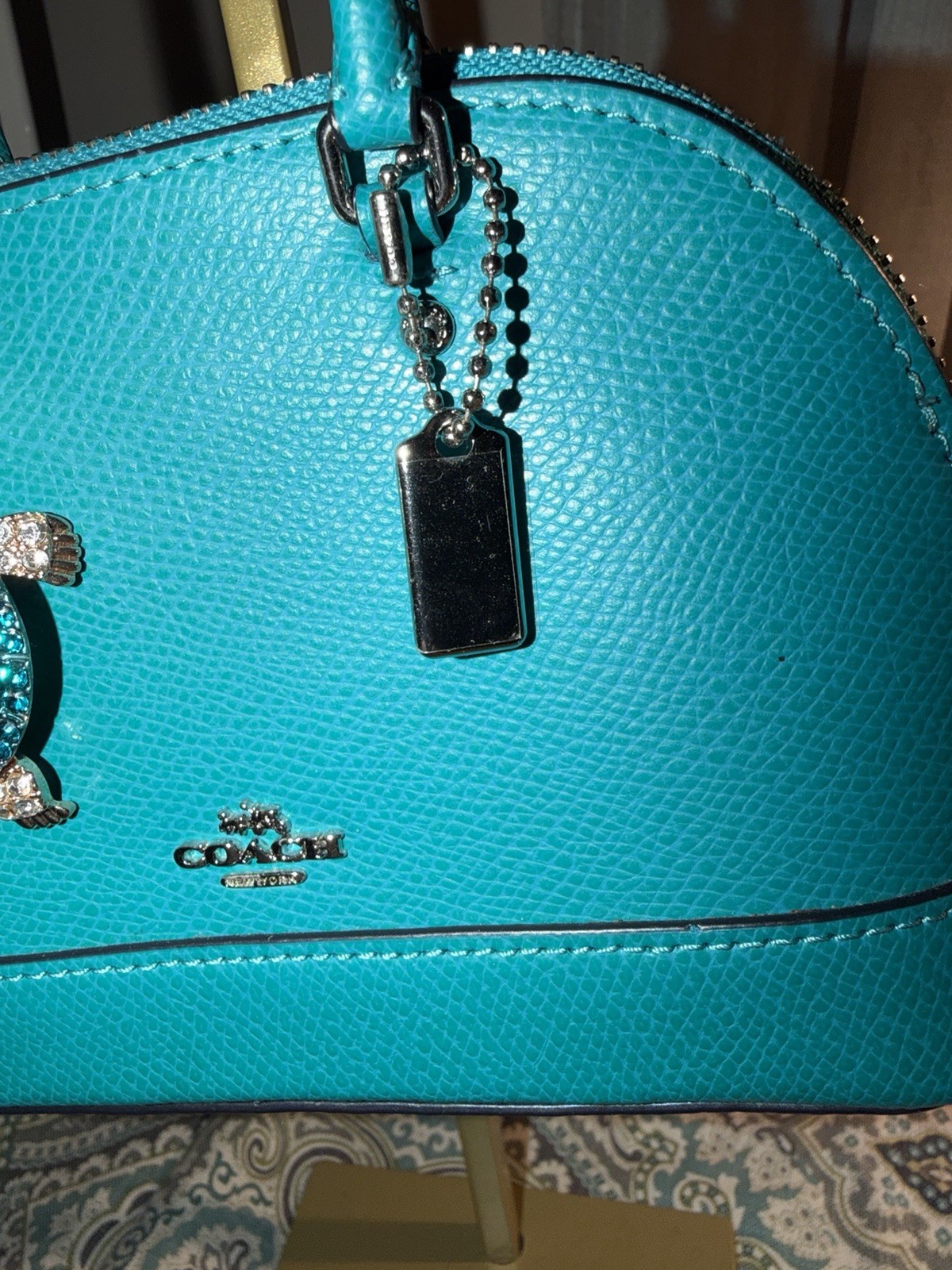 Coach Turquoise Teal Leather Mini Sierra Satchel Crossbody Bag - photo 3