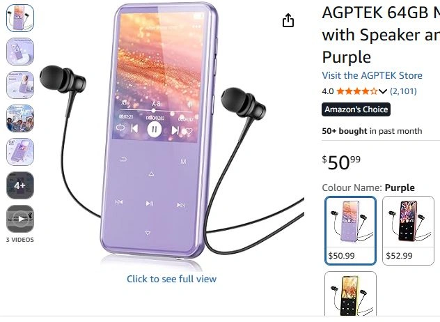 AGPTEK 32GB MP3 Player with Bluetooth (New Open Box)