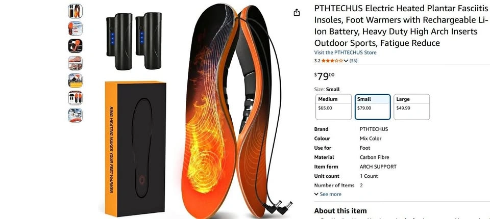 Electric Heating Insoles - Plantar Fasciitis Relief (New Open Bo