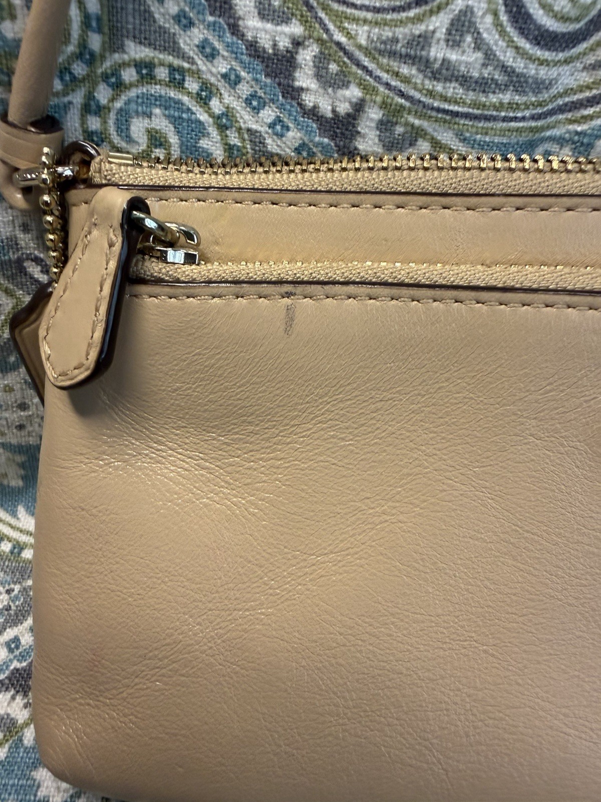 Coach Beige Butter Soft Leather Double Zip Wristlet - photo 2