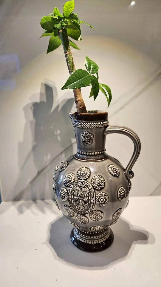 Upcycled German Pottery Jug with Plant