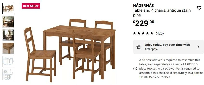 Ikea 4 Pine Dining Chairs - Slightly Used