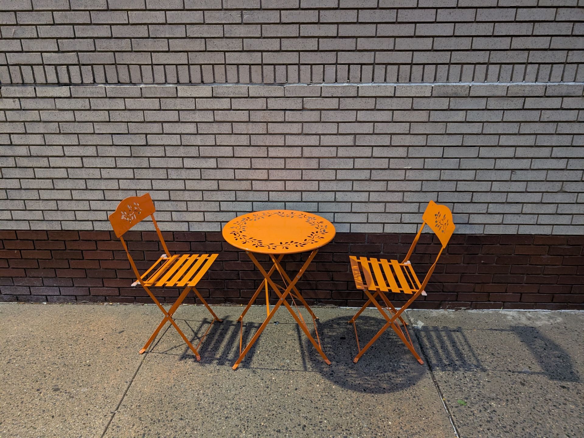Orange Metal Folding Bistro Patio Set – Table + 2 Chairs - photo 2