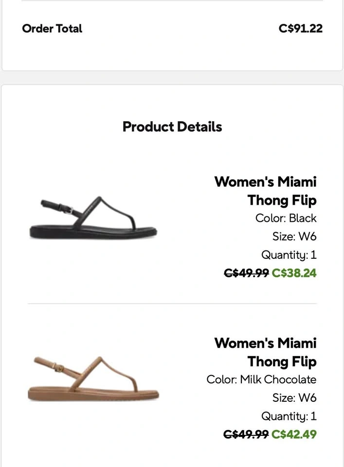 Crocs Miami Thong Flip Sandals - Women's W6 (2 Pairs) - photo 2
