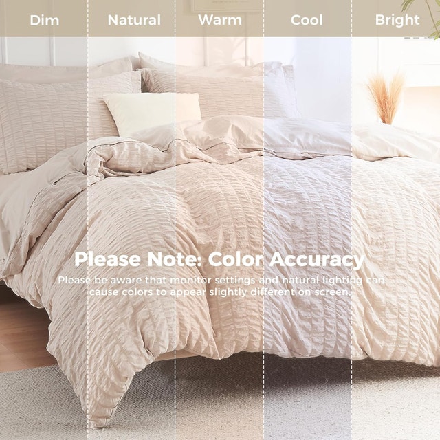 HYMOKEGE Beige Queen Comforter Set Seersucker 7 Pcs - photo 3