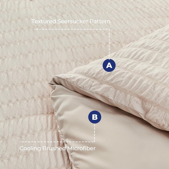 HYMOKEGE Beige Queen Comforter Set Seersucker 7 Pcs - photo 4