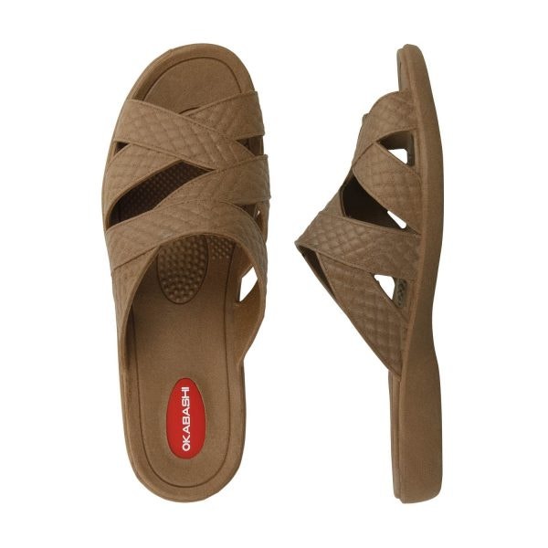 NEW Large Women's OKABASHI Brown Cross Strap Sandals - photo 2