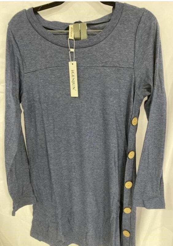 NEW Small Blue iGENJUN Women's Long Sleeve Tunic Dress - photo 2