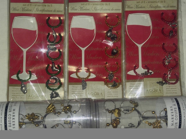 Qty 5 NEW Wine Glass Charms Markers Rings - photo 2