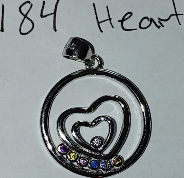 925 Silver Circle with Hearts and 7 Colored Gems Pendant - photo 2