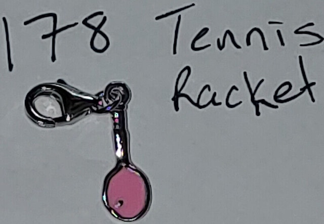 NEW 925 Silver Pink Tennis Racket w Ball Pendant