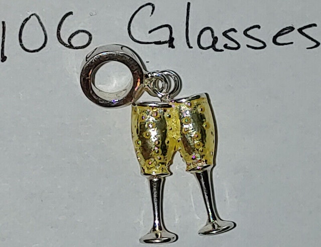 NEW 925 Silver Champagne Glasses Pendant