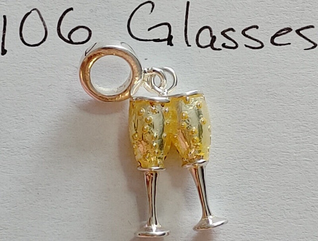 NEW 925 Silver Champagne Glasses Pendant - photo 2