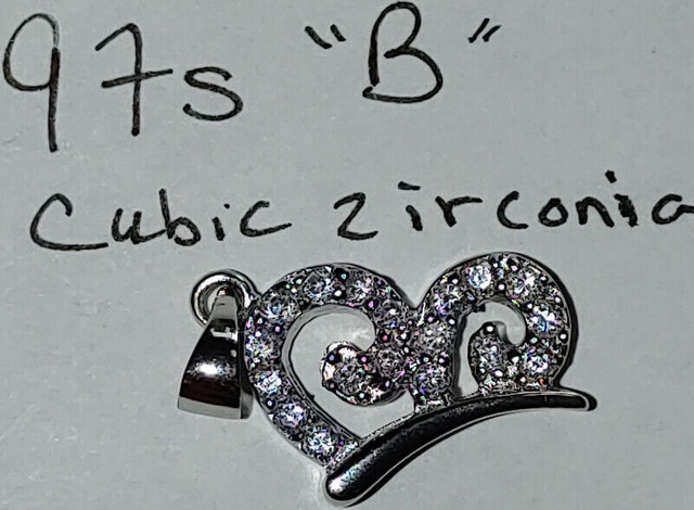 925 Silver "B" Pendant with Cubic Zirconia