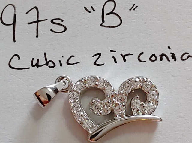 925 Silver "B" Pendant with Cubic Zirconia - photo 2