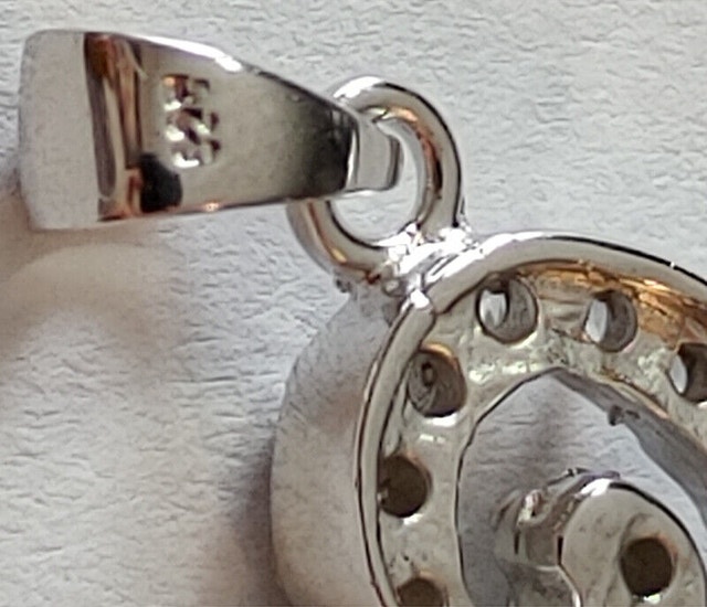 925 Silver "B" Pendant with Cubic Zirconia - photo 4