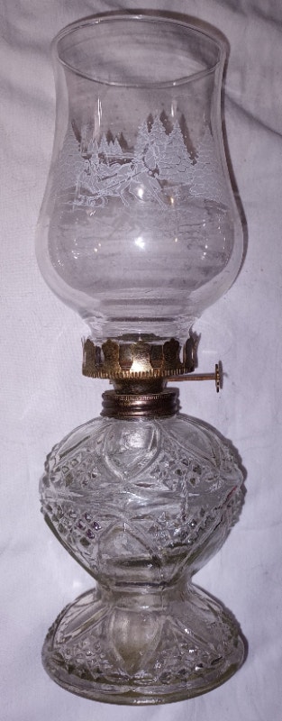 Vintage Etched Glass Antique Oil Lamp Lantern Decorative