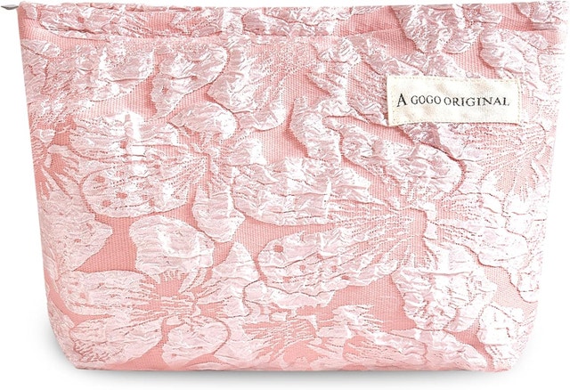 3 Pink Floral Large Makeup Cosmetic Bags