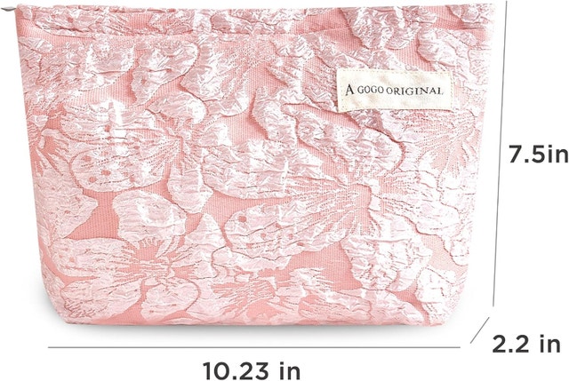 3 Pink Floral Large Makeup Cosmetic Bags - photo 2